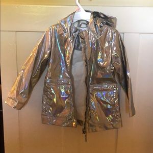Silver rainbow rain coat